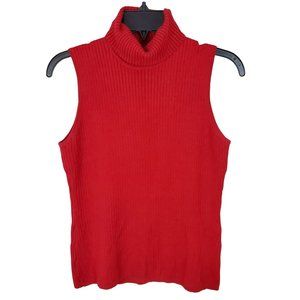 Chico's Red Silk Ribbed Sleeveless Turtleneck Sweater 0/S/4